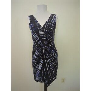 Banana Republic Black Purple Geometric Sleeveless Sheath Silk Dress Size 4P